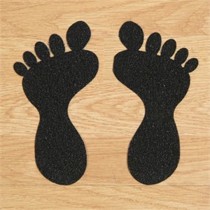 SS#100 Standard Anti Slip Foot Print Stickers Black 5 Pairs (Small)