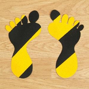 SS#100 Standard Anti Slip Foot Print Stickers Hazard Black / Yellow 5 Pairs (Large)