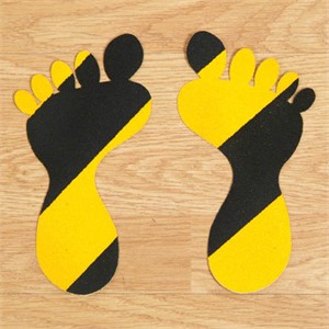 SS#100 Standard Anti Slip Foot Print Stickers Hazard Black / Yellow 5 Pairs (Small)