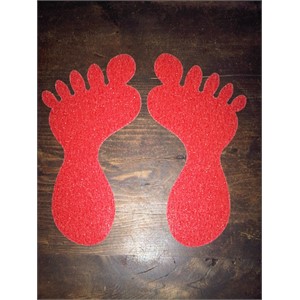 SS#100 Standard Anti Slip Foot Print Stickers Red 5 Pairs (Small)