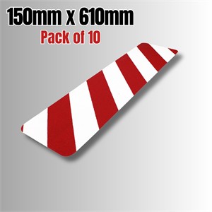 Self Adhesive Standard Red / White Anti Slip Stair Tread - Pack Of 10