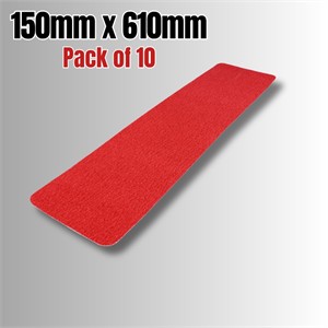 Self Adhesive Standard Red Anti Slip Stair Tread 150mm X 610mm - Pack Of 10