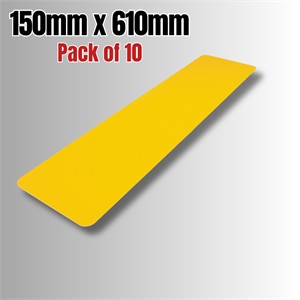 Self Adhesive Standard Yellow Anti Slip Stair Tread 150mm X 610mm - Pack Of 10
