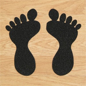 SS#300 Anti Slip Foot Print Stickers Black 5 Pairs (Small)